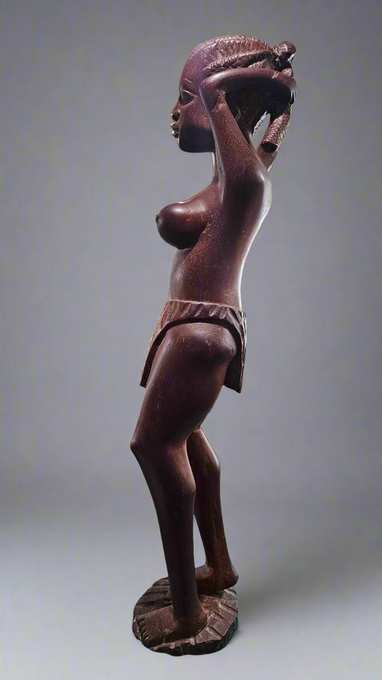 Vintage African Tribal Solid Wood Sculpture – 26.5"x4.75"