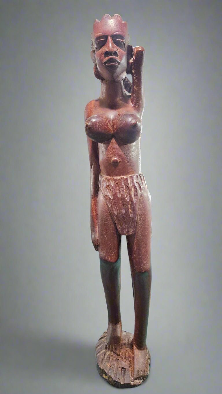 Vintage African Tribal Solid Wood Sculpture – 26.5"x4.75"