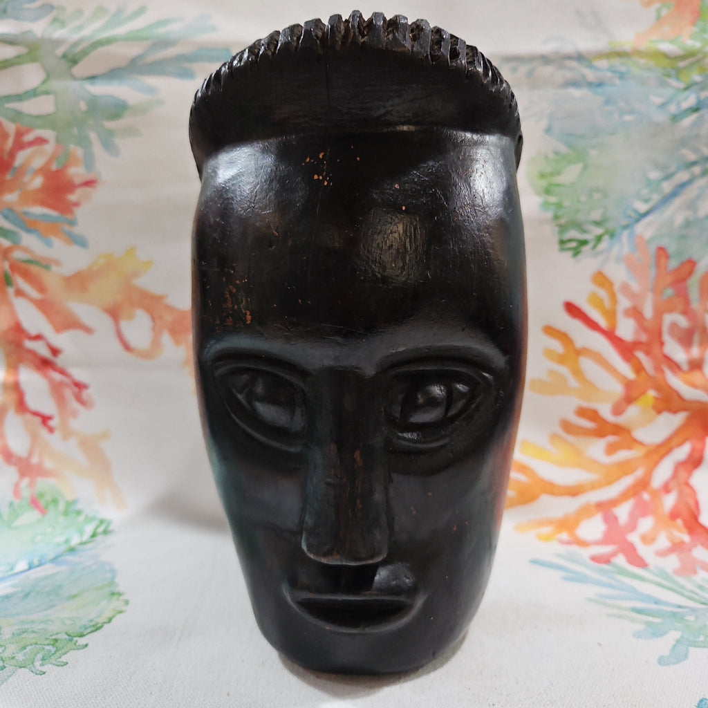 Vintage Carved Wood African Head Bust
