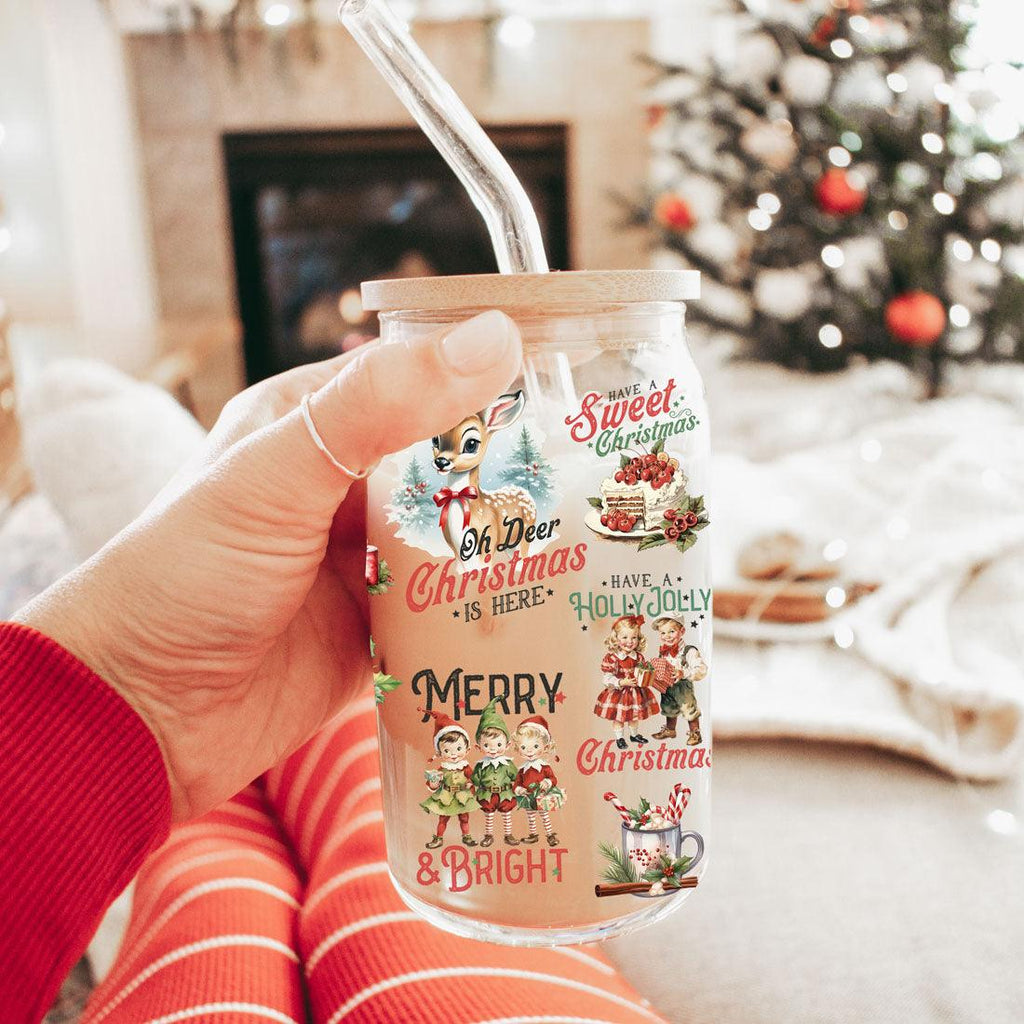 Vintage Christmas 17oz Can Cup - Retro Holiday Tumbler With Nostalgic Graphics