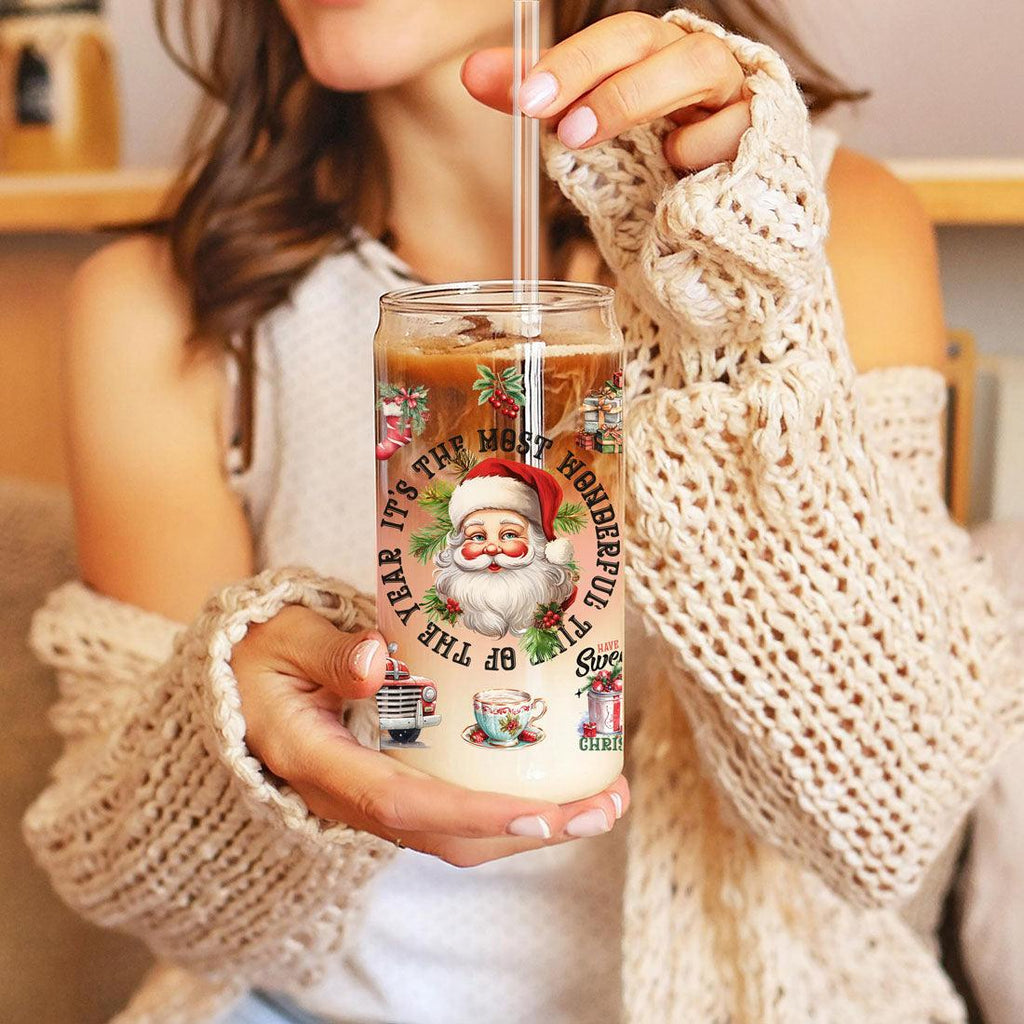 Vintage Christmas 17oz Can Cup - Retro Holiday Tumbler With Nostalgic Graphics