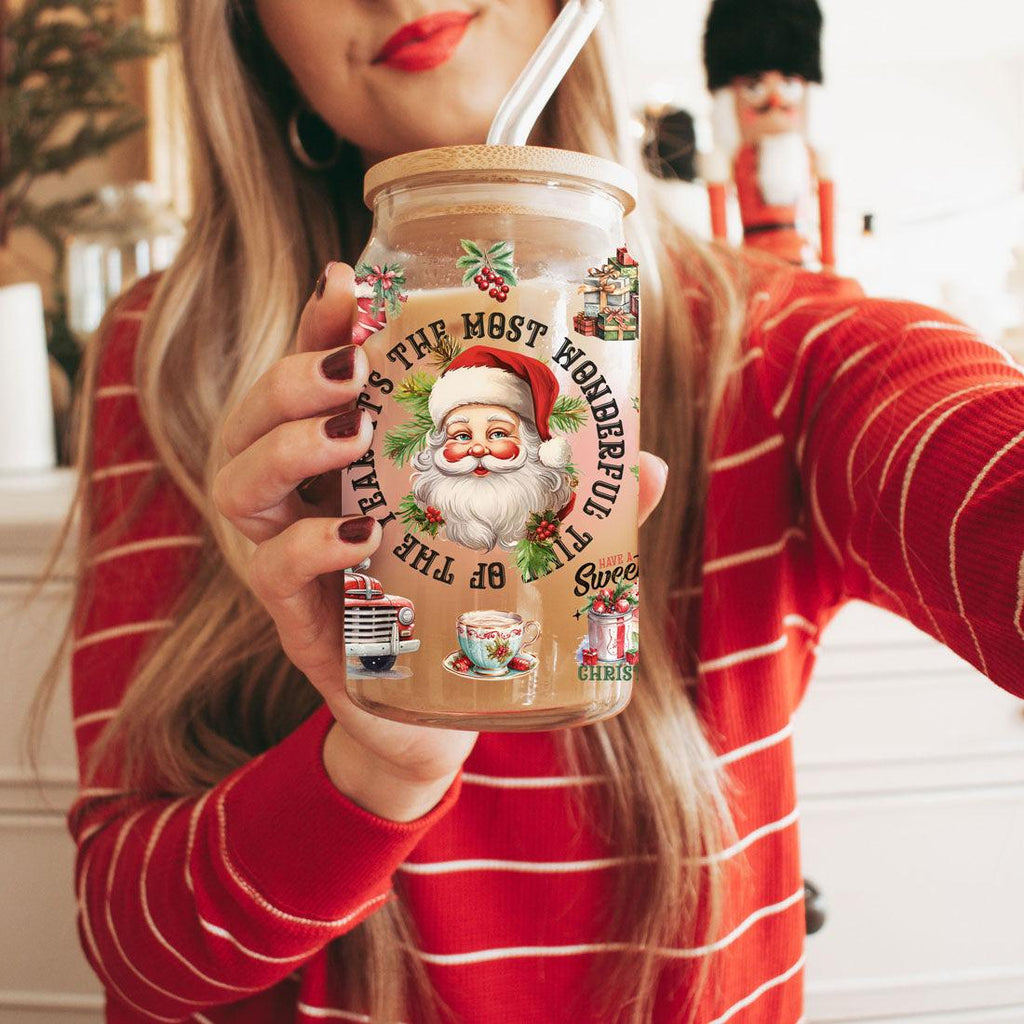 Vintage Christmas 17oz Can Cup - Retro Holiday Tumbler With Nostalgic Graphics