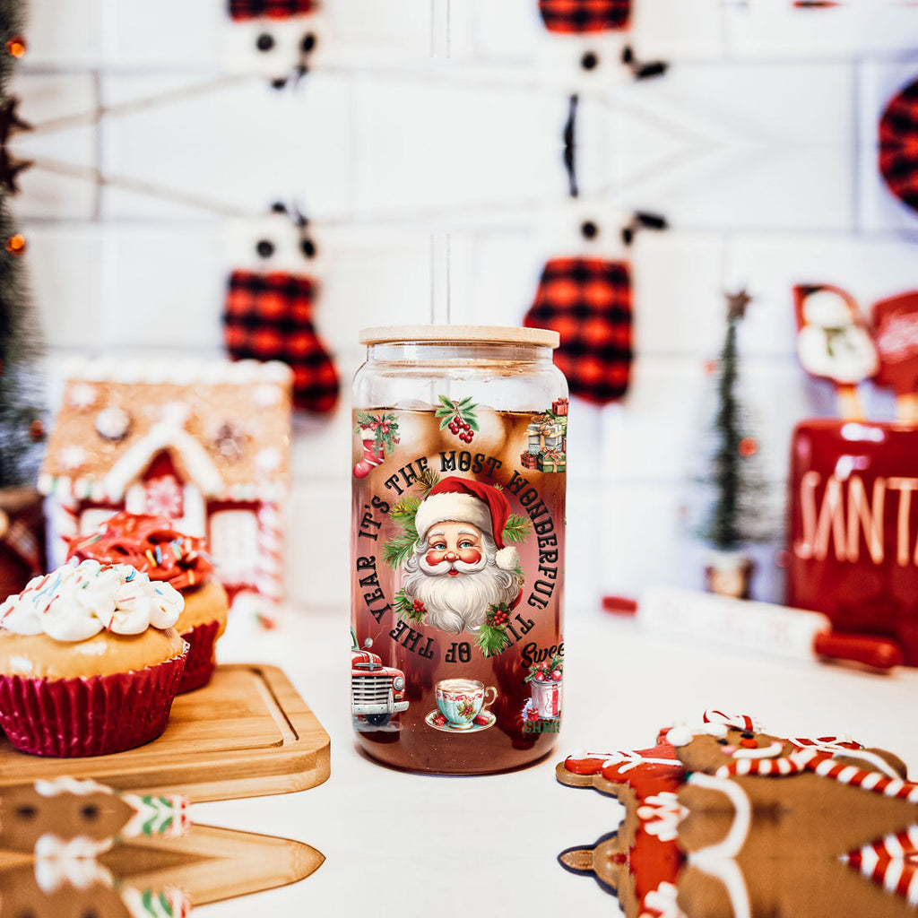 Vintage Christmas 17oz Can Cup - Retro Holiday Tumbler With Nostalgic Graphics
