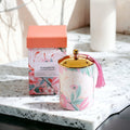 Vintage Floral Scented Soy Candle 10.6oz Porcelain Jar Gold Lid Gift Box