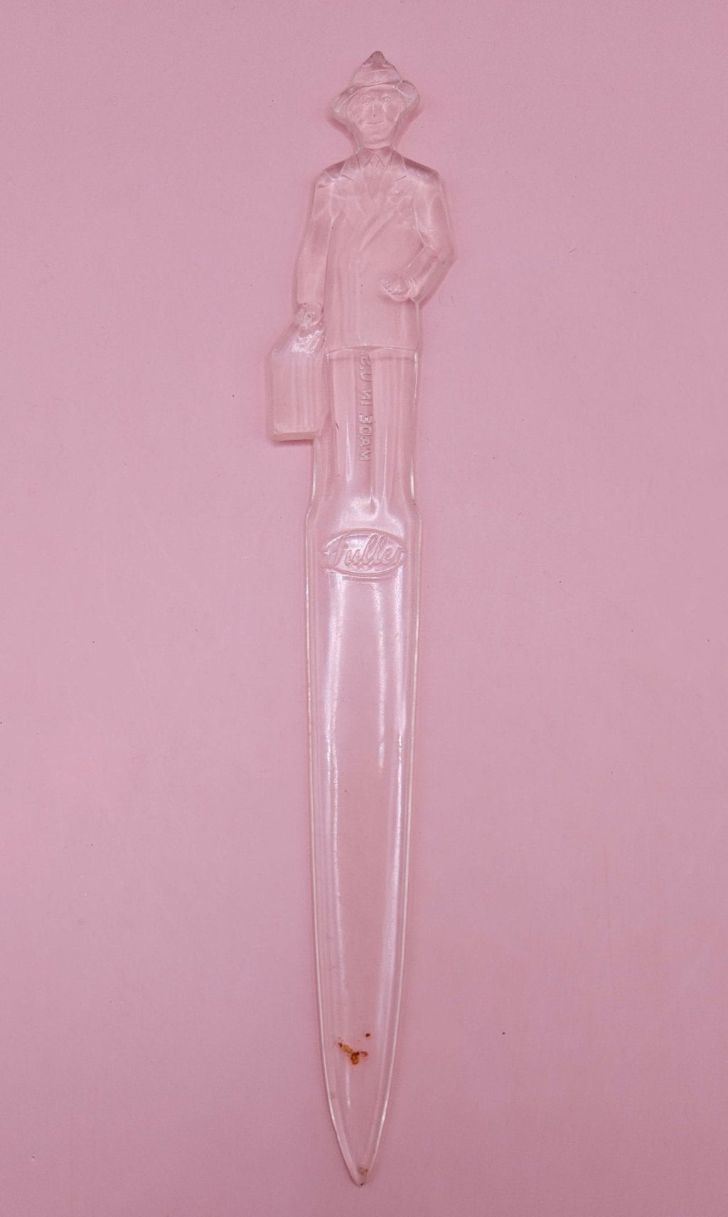 Vintage Fuller Brush Man Clear Plastic Letter Opener