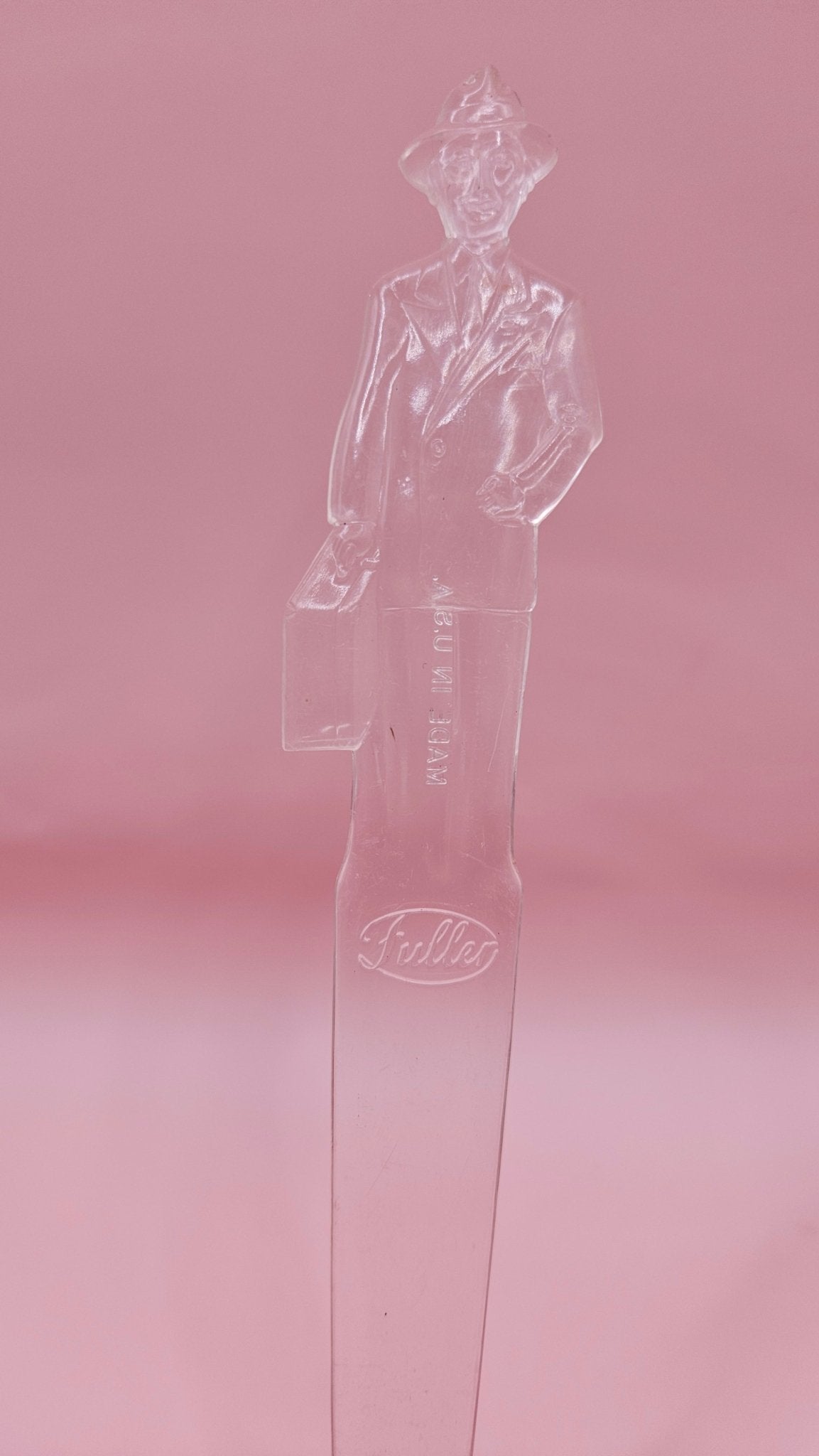 Vintage Fuller Brush Man Clear Plastic Letter Opener