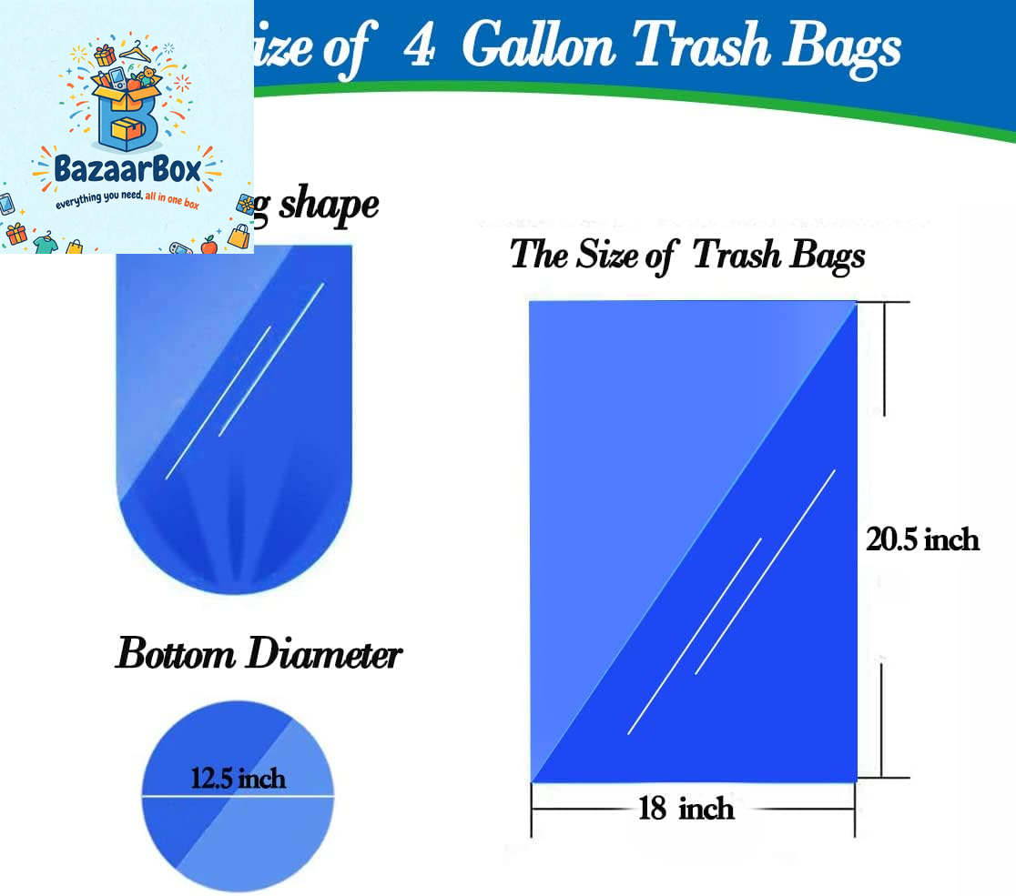 4 Gallon Small Garbage Bags 250 Counts,Trash Bag Bin Liners, 12-15 Liters Bin Bags Wastebasket Bags for Home Office Kitchen Trash Can,Bathroom,Bedroom 5 Color