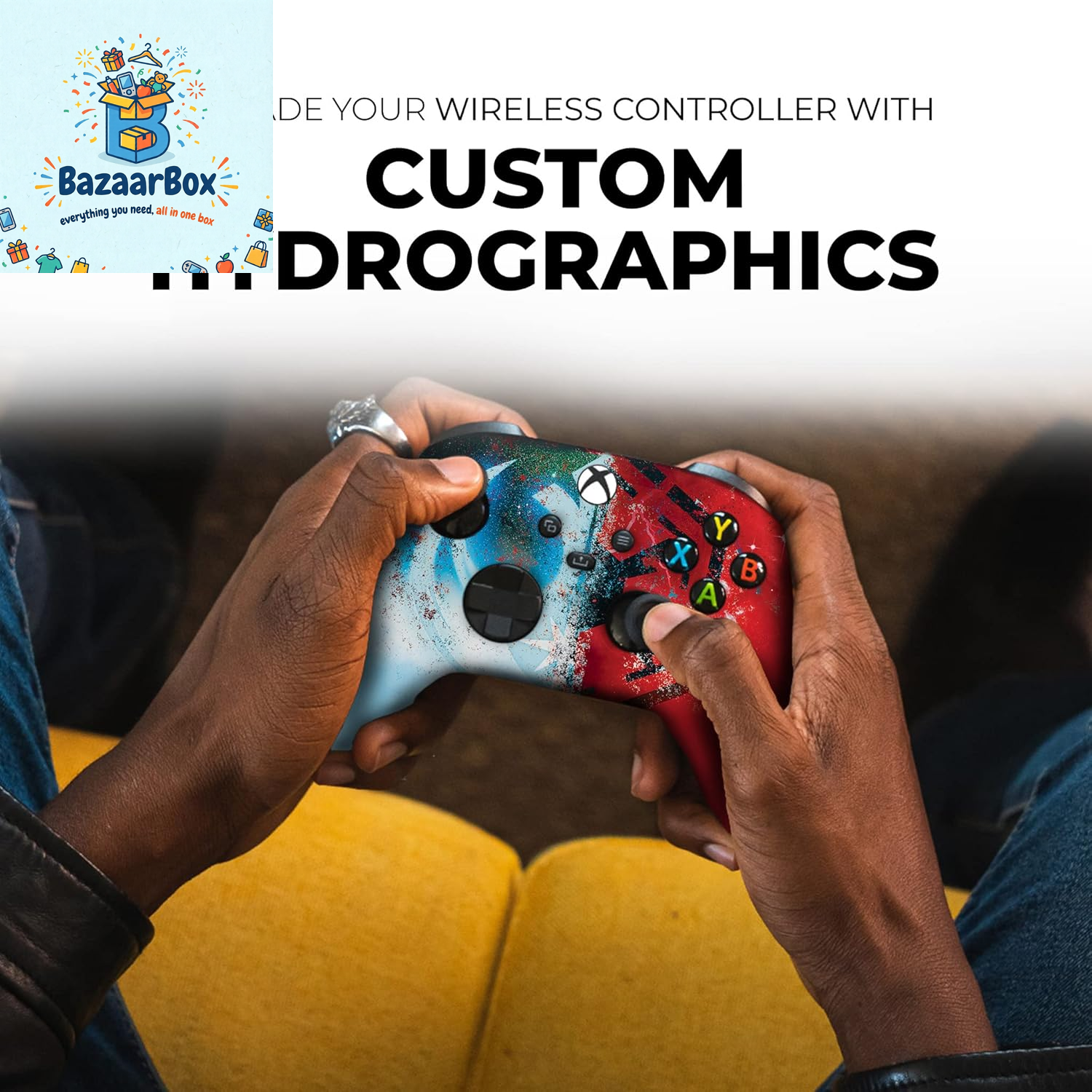 Jeddi Sith Custom X-Box Controller Wireless Compatible with X-Box One/Series X/S Proudly Customized in USA with Permanent HYDRO-DIP Printing (NOT JUST a SKIN)
