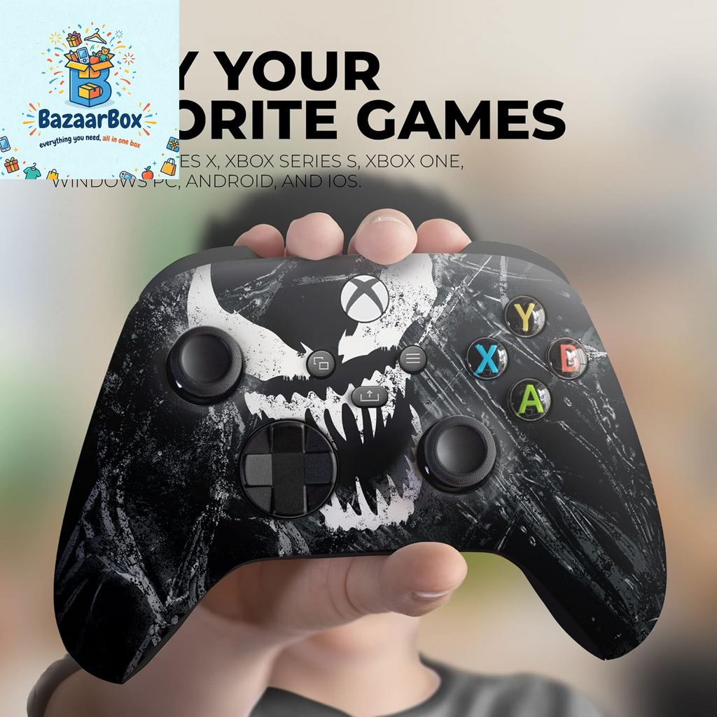 Vennom Custom X-Box Controller Wireless Compatible with X-Box One/X-Box Series X/S Proudly Customized in USA with Permanent HYDRO-DIP Printing (NOT JUST a SKIN)