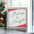 Merry And Bright 7 Inch Wood Christmas Wall Sign Red Green White Holiday Home Decor 7x7x1.5