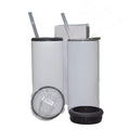 Refroidisseur de canettes à sublimation vierge de 16oz avec 2 couvercles à visser, gobelet droit blanc en acier inoxydable à double isolation