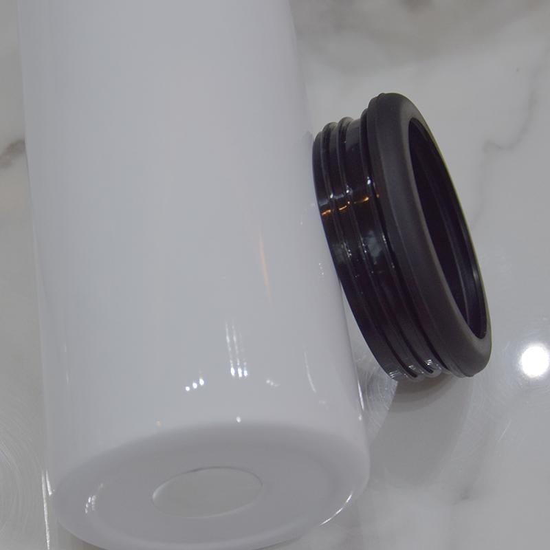 Refroidisseur de canettes à sublimation vierge de 16oz avec 2 couvercles à visser, gobelet droit blanc en acier inoxydable à double isolation