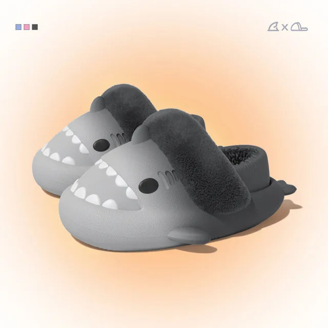 Winter Plush Shark Slippers Boys Men - # BOAA73410003