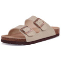 Women's Cork Footbed Slide Sandal, Comfortable Summer Beach Sandals with Adjustable Buckle 7.5 Stone - # GIAA73510007
