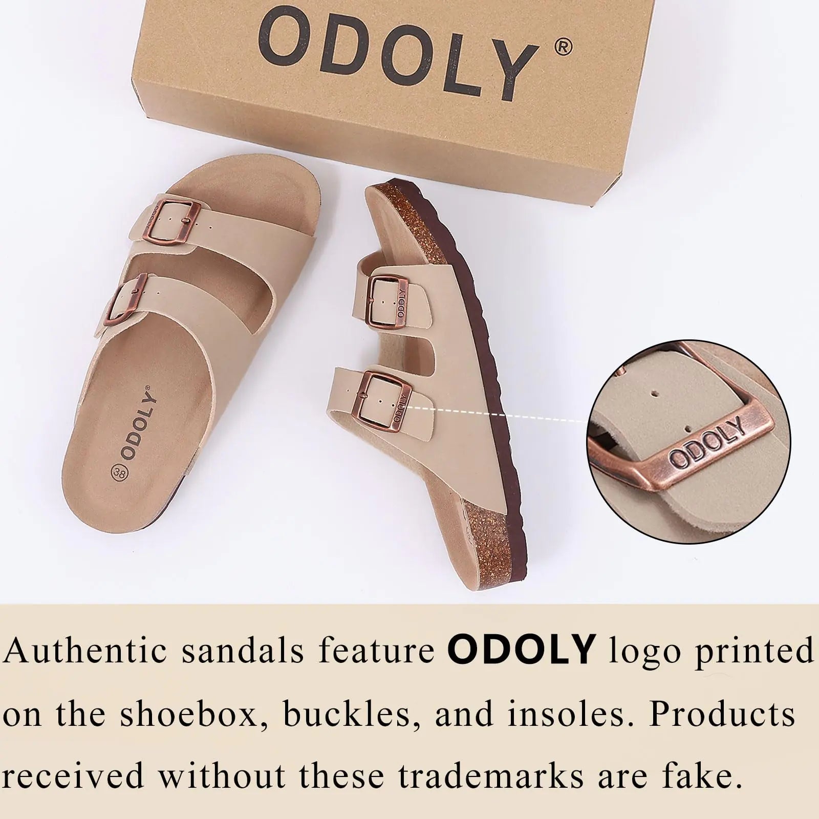Women's Cork Footbed Slide Sandal, Comfortable Summer Beach Sandals with Adjustable Buckle 7.5 Stone - # GIAA73510007