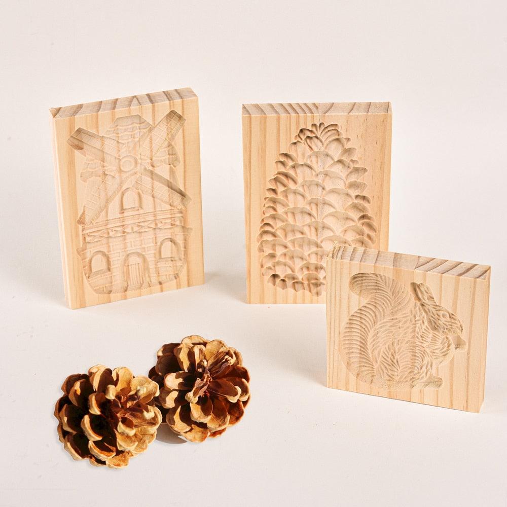 Wooden Cookie Mold Cutter Wooden Gingerbread Cookie Moulds Press 3D Cake Embossing Baking Mold Rose Flower Cutter Bakery Gadgets Cookies, Wooden Cookie Cutter, Funny Wooden Cookie Molds For Baking, Gingerbread Mold, Pine Cone Mold, Cake Mold