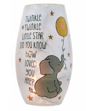 Baby Elephant Glass 7 inch Lamp - Moon
